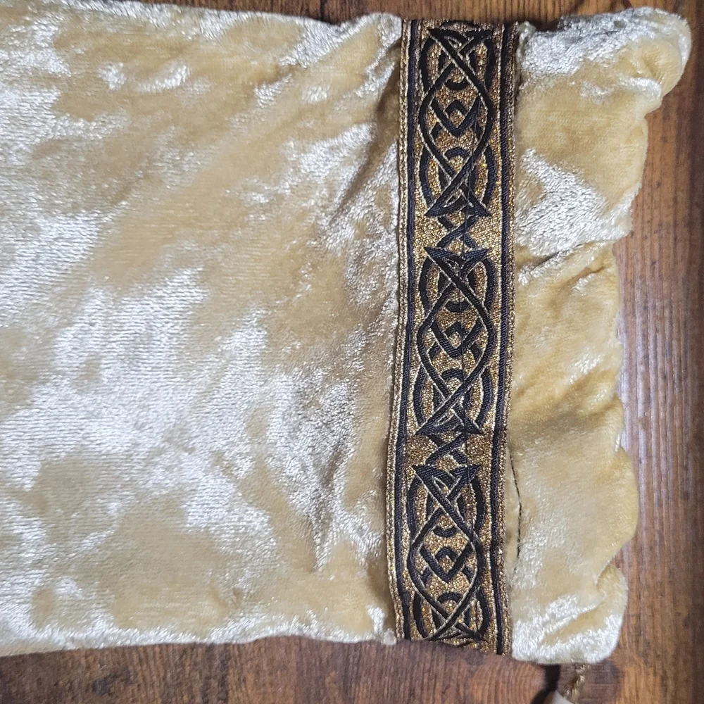 Elegant Velvet Gold/Tan Drawstring Renaissance or Cosplay Bag